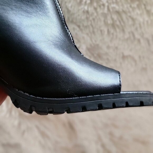 BAR III Booties Dillan Zipper Black Cushioned Peep Toe High Heel Boots SZ 7M - Picture 7 of 10